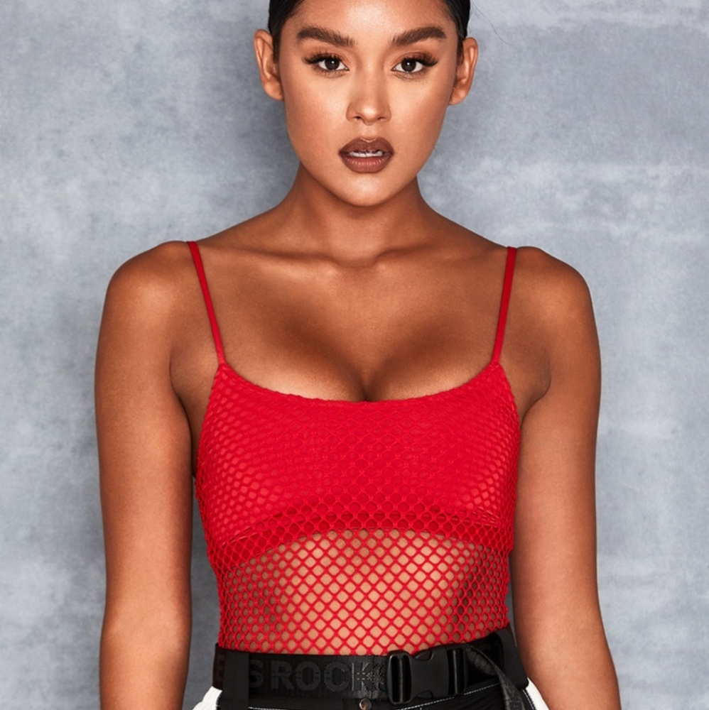 Mistress rocks xs red assume fishnet bodysuit
